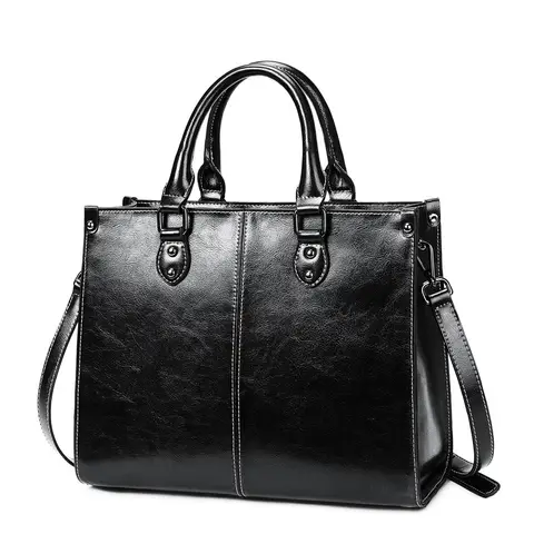 2026 Women Genuine Cowhide Tote Bag Top Handle Real Leather Fashion Office Shopping Shoulder Crossbody Messenger Handbag Purse