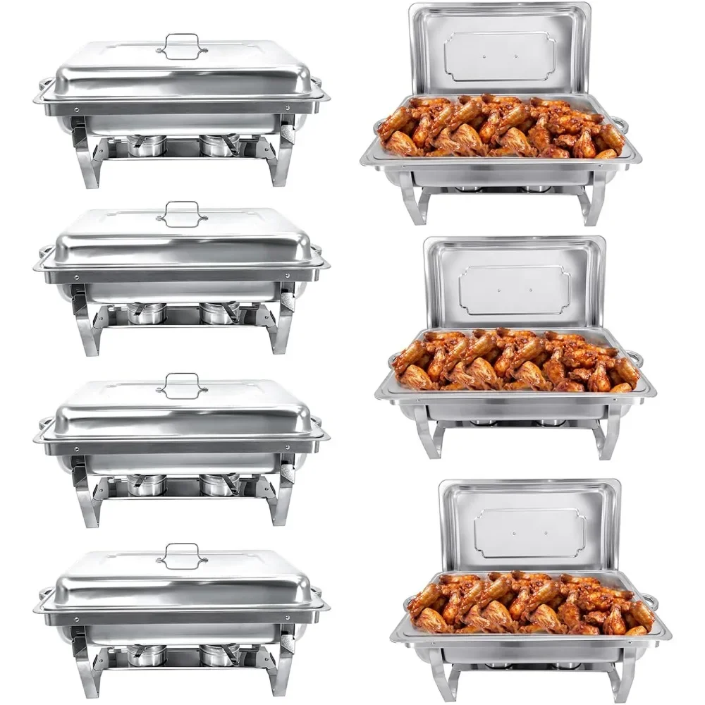 

Chafing Dish Buffet Set (7 Pack) Chafers 8QT Buffet Servers and Warmers, Chaffing Servers with Covers, Catering, Chafer