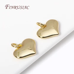 18K Gold Plated Heart Pendant For Necklace Making,High Quality Brass Metal Charms,Handmade DIY Jewelry Accessories Wholesale
