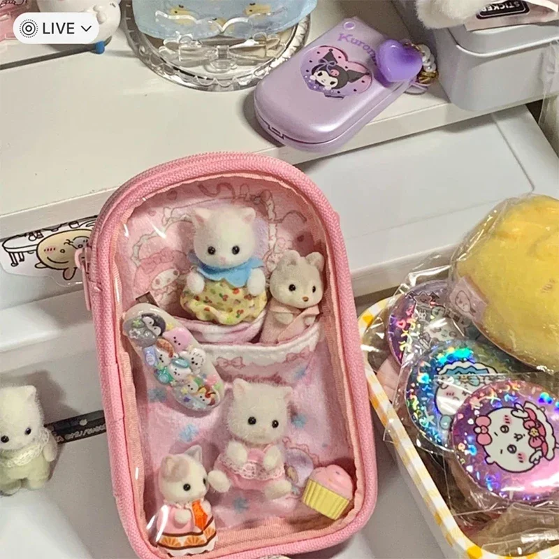 Милый аниме сумка для хранения My Melody Cinnamoroll Kawaii Sanrio Kuromi сумка для макияжа мультяшная Милая подвесная сумка подарок для детей