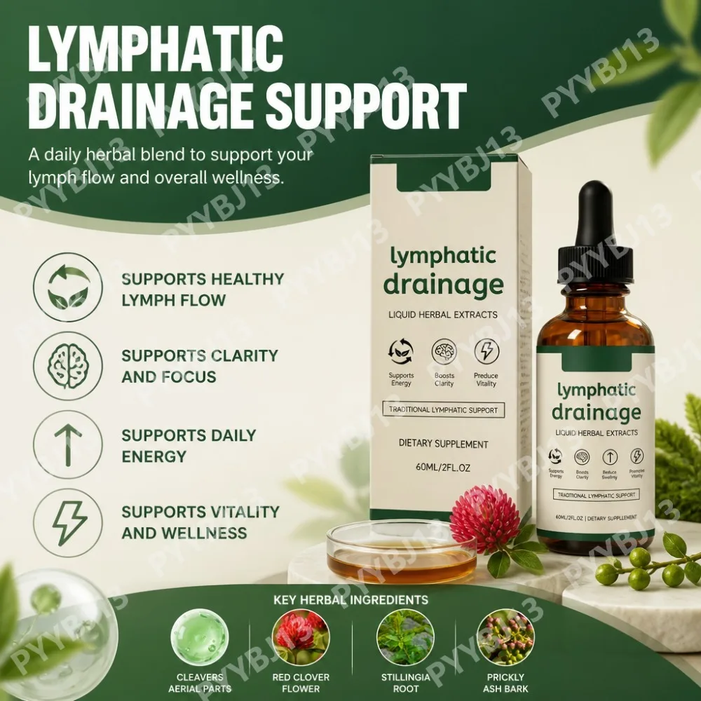 Botanical Herbal Liquid Extract Drops Formula with Cleavers Red Clover Stillingia Daily Wellness Supplement for Men & Women 60ML