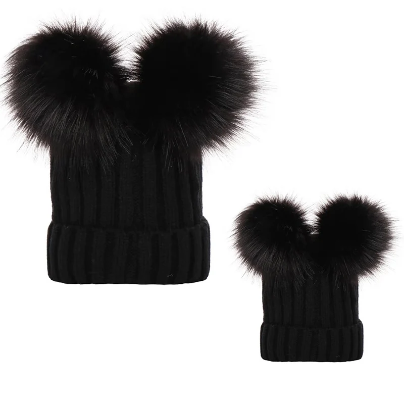 Winter Frauen Gestrickte Hüte Pompom Warme Frau Beanie Hut Faux Pelz Ball Teenager Mädchen Kappe Bommeln Weihnachten Hut – Detail 9