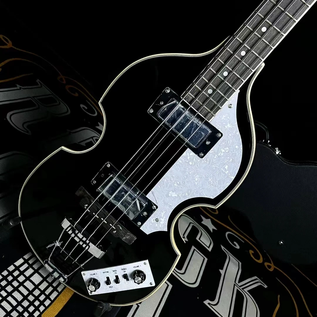 professional new hofner bass 4 string black bass guitars