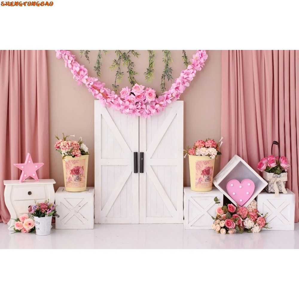 بالون خلفيات الحفلات صبي فتاة أول حفلة عيد ميلاد راية استحمام الطفل كعكة سحق التصوير خلفية ديكور استوديو الصور