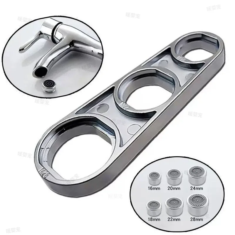 Kitchen Faucet Aerator Wrench 2 in 1 Water Flows Adjusting Faucet Bubbler Wrench Plumber Home Bathrooms Faucets Maintaining Tool