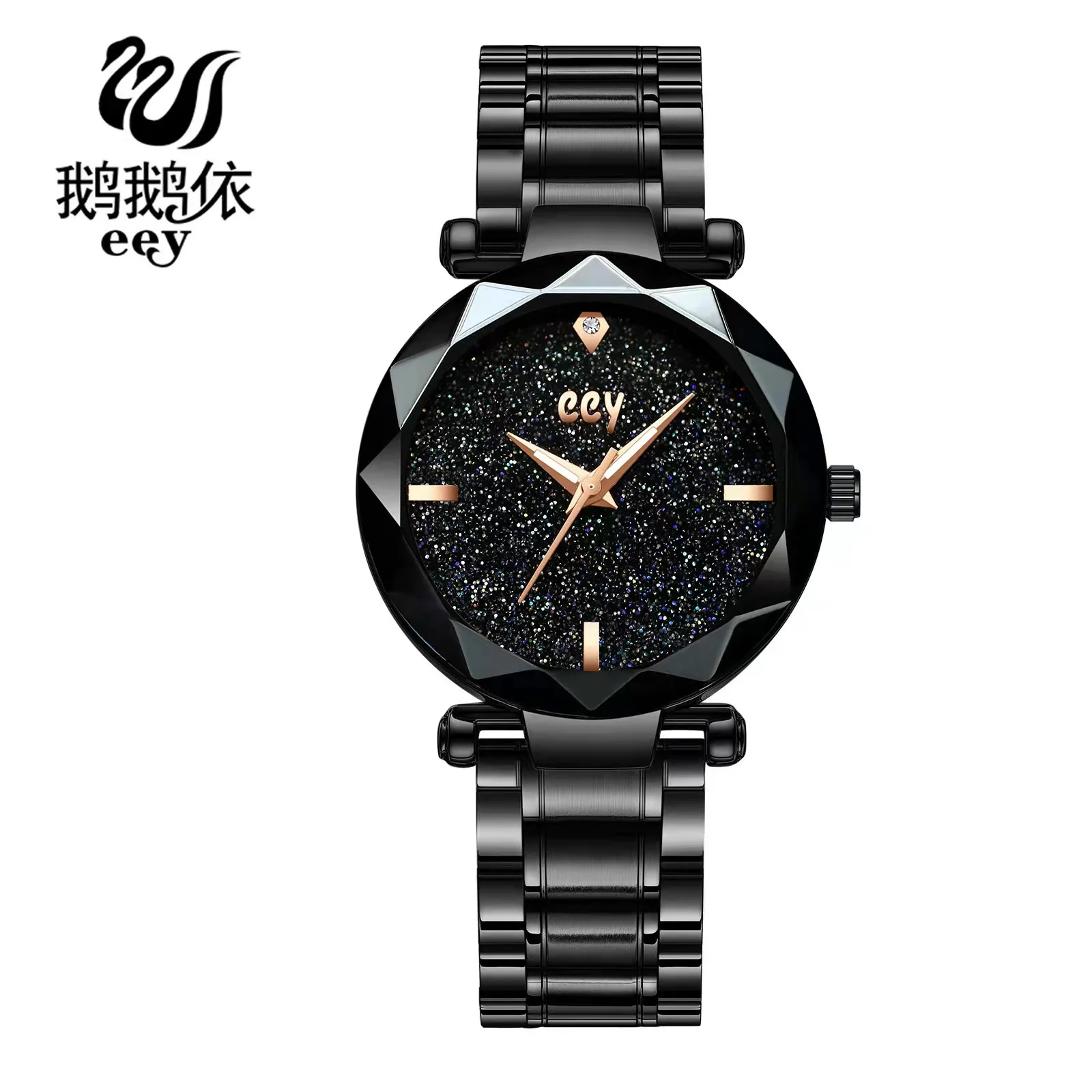 WOKAI high quality women\'s quartz folding clasp steel strap Quartz watch Female student waterproof glow-in-the-dark clock