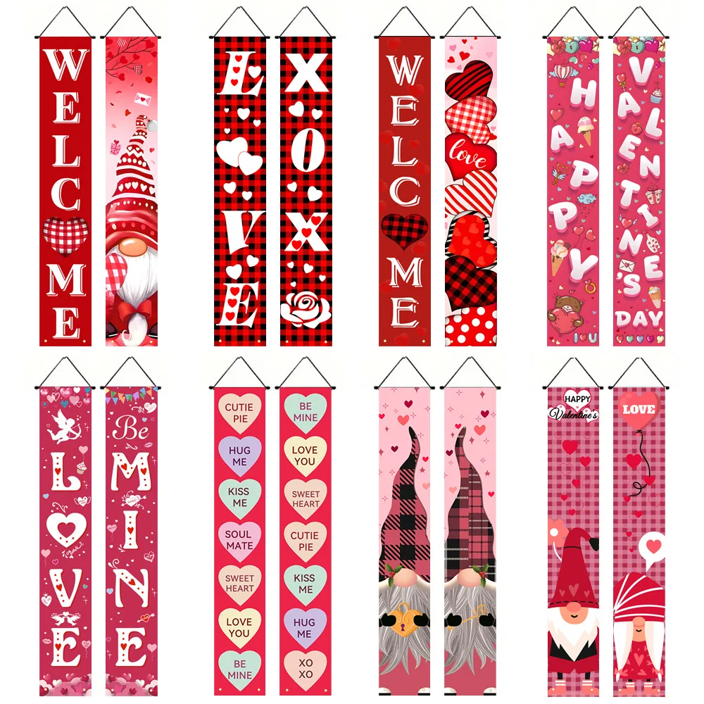 VIKAMA Valentinstag-Türbanner – hängender Hintergrund für drinnen und draußen, für romantische Hochzeit, Valentinstag, Party-Dekoration