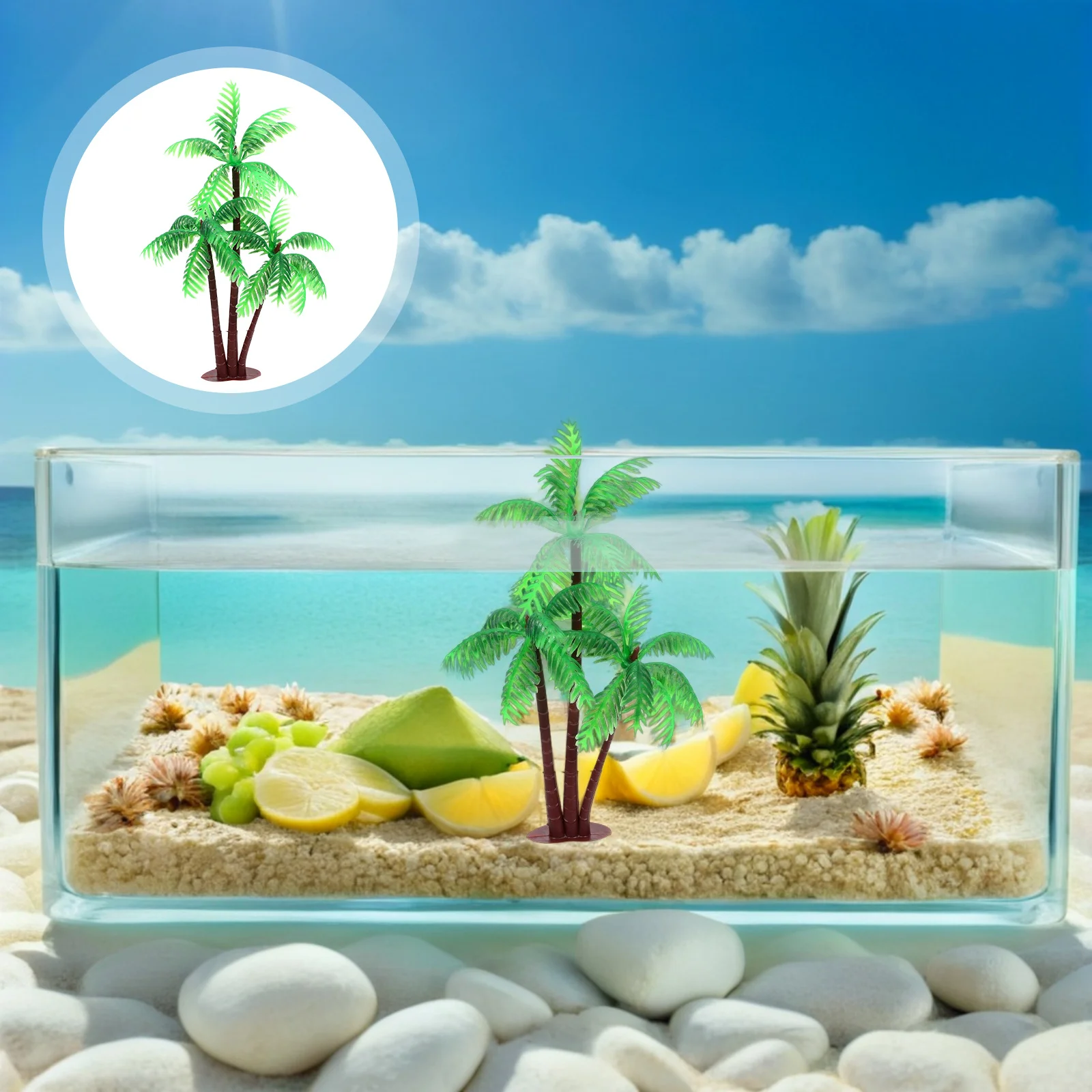 

25pcs Artificial Coconut Faux Tropical Plants Mini Decor Simulation Tree Plastic Palm Trees For Cake Topper Diorama Aquarium