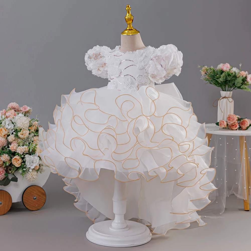 HETISO-vestido de baile de flores para niñas, tutú de cola, vestidos de fiesta para niños, boda, cumpleaños, ropa de Año Nuevo para niños de 3 a 12 años