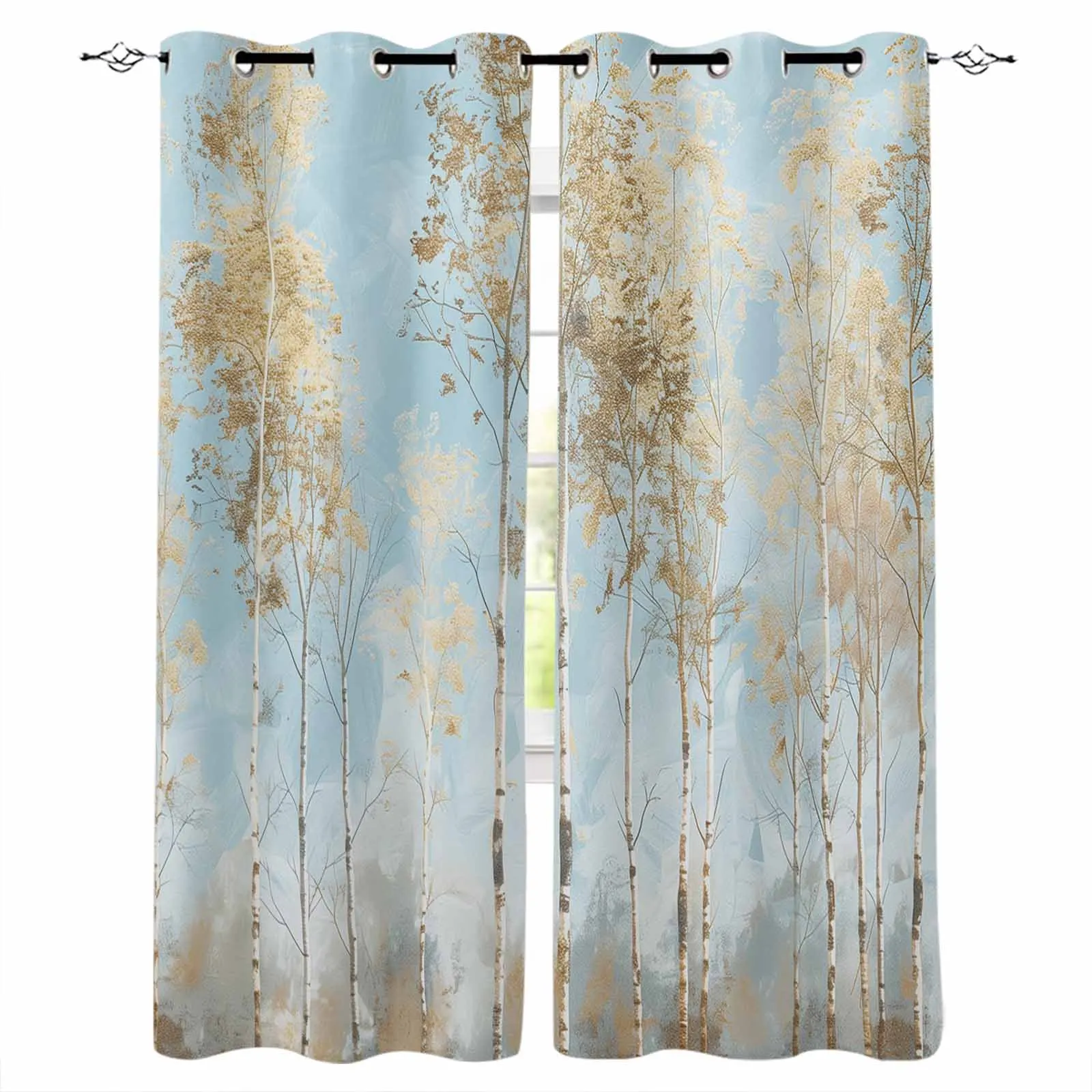 Oil Painting Forest Plants Impressionism Blackout Curtains For Living Room Bedroom Printed Window Treatment Drapes Home Decor