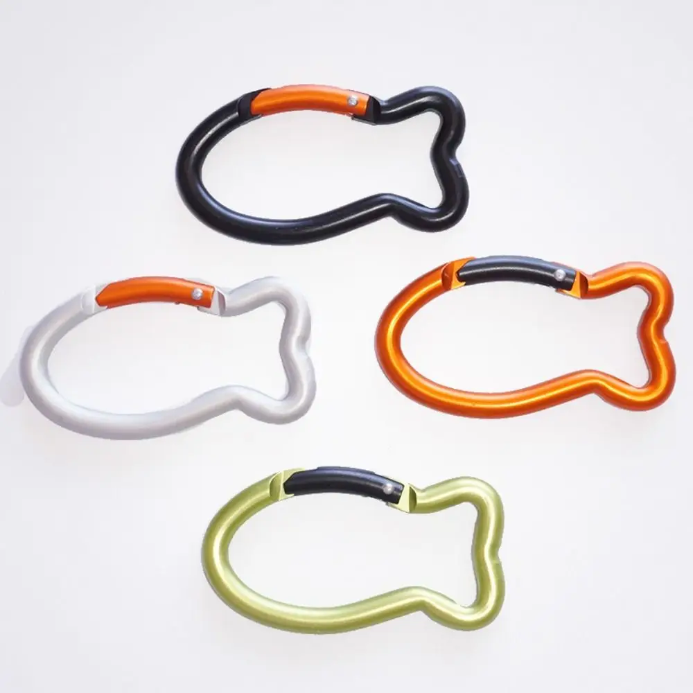 5pcs Fish-shaped Quick Release Carabiner Electrophoresis Aluminum Alloy Novel Style Carabiner Safe Durable Outdoor Sports Buckle