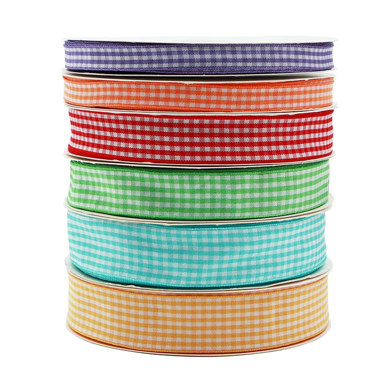 1/4cm Classic Check Ribbons 50/200Yard Spring vivid DIY Craft For Rurual natural Valentine Wedding Birthday bouquet gift pack