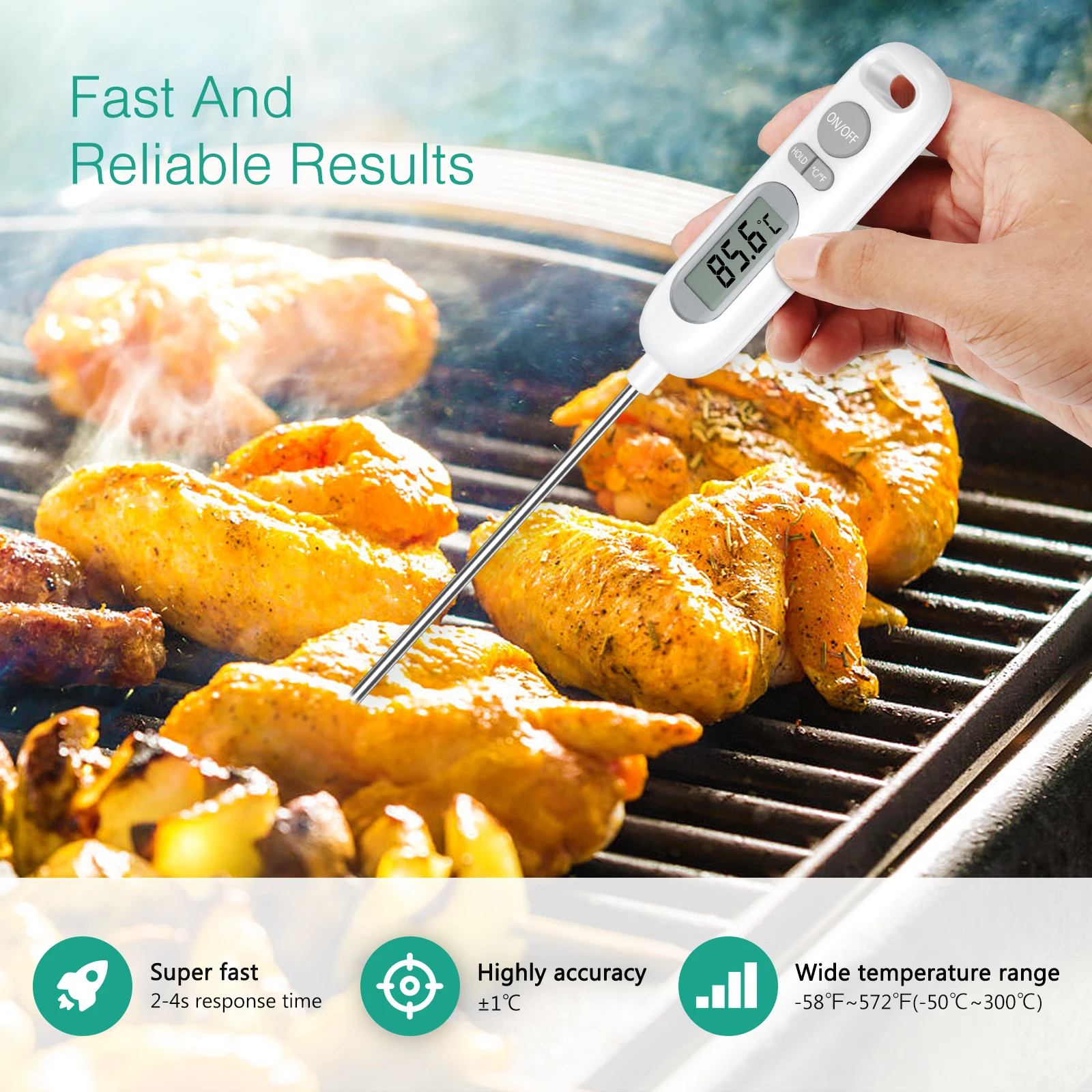 ORIA Digital Meat Thermometer Long Probe Cooking BBQ Thermometer Waterproof Food Thermometer for Milk Oil Liquid Sensor Tool