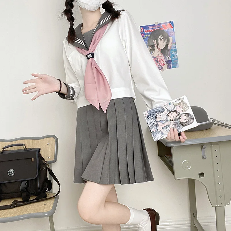 2024 rosa Krawatte Matrosen anzug Schulmädchen Uniform koreanische Schul kleidung High School Rock japanische JK Uniformen Student Seifuku