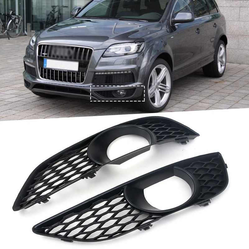 Car Left Right Front Bumper FogLight For Audi Q7 4L S-Line 2009 2010 2011 2012 2013 2014 Grilles Racing Grills Cover car-styling