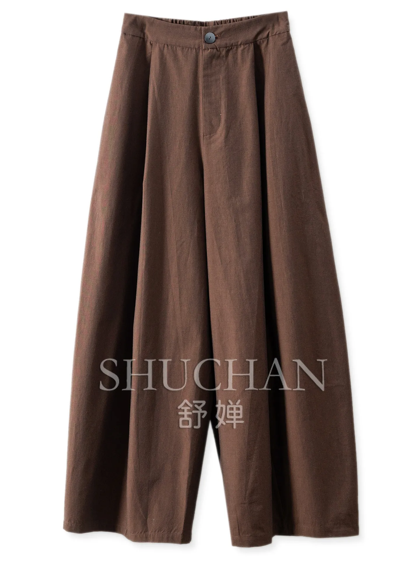 100% Yarn-dyed Cotton Three-dimensional Pleated Wide-leg Banana Pants Women 12K0 Trousers Women