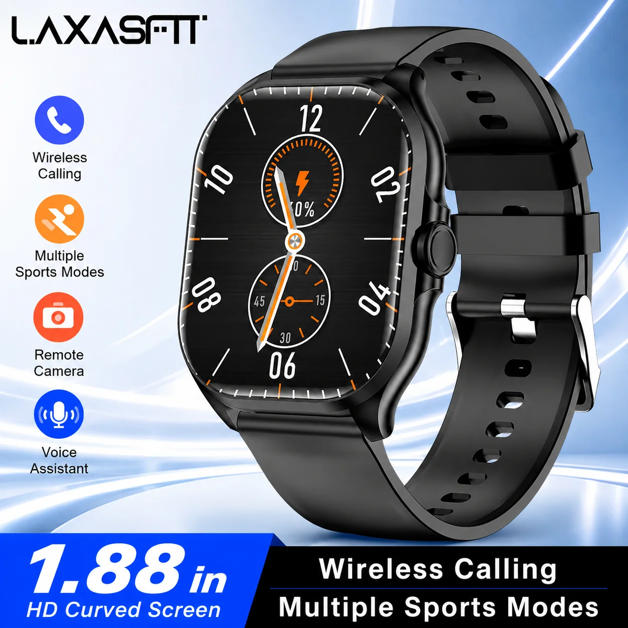 Relógio Inteligente LAXASFIT 2026 com Tela Sensível ao Toque, Chamada Bluetooth, Monitor de Frequência Cardíaca, Rastreador de Atividades Esportivas, Presente para Homens e Mulheres