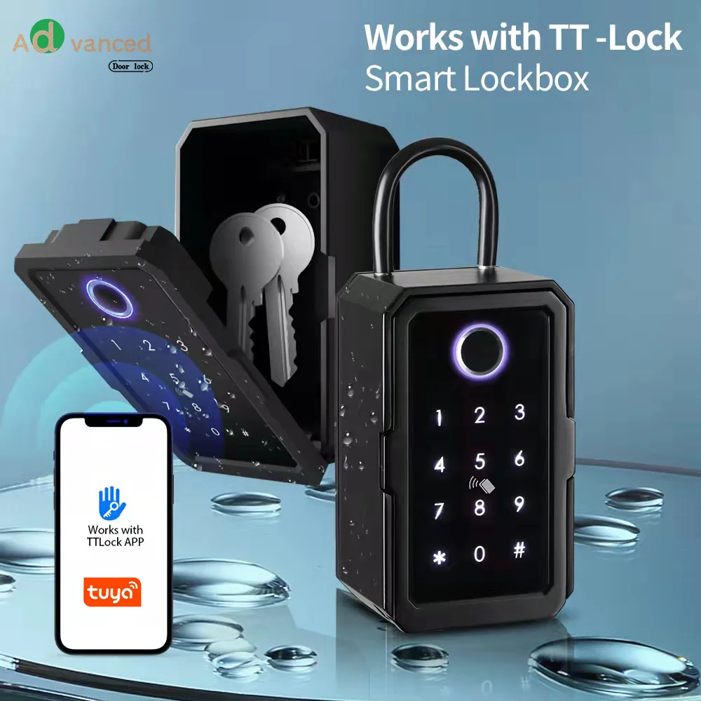 

Exterior Waterproof Outdoor Smart Key Box Container home Security Fingerprint Password Card Storage Lock Tuya TTLock Anti-theft