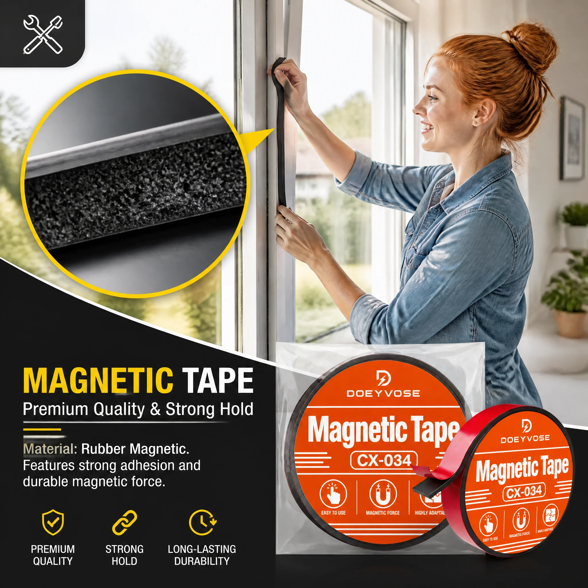 Cuttable Magnetic Tape With Adhesive 10mm Wide 1mm Thick 1 Meter