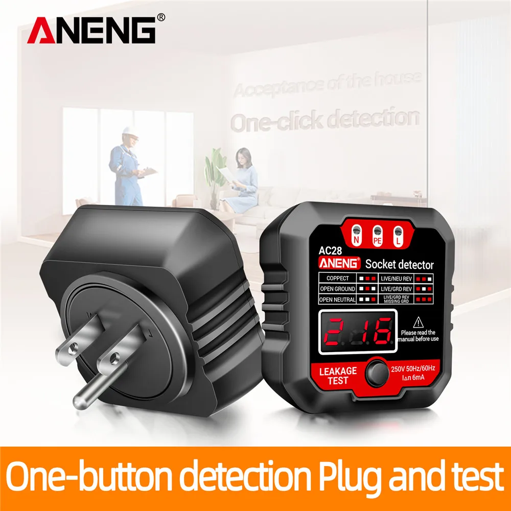 ANENG AC27/AC28 Socket Detector US/EU Plug Voltage Test Polarity Phase Check Meter Multi-function Electroscope Detector Tool