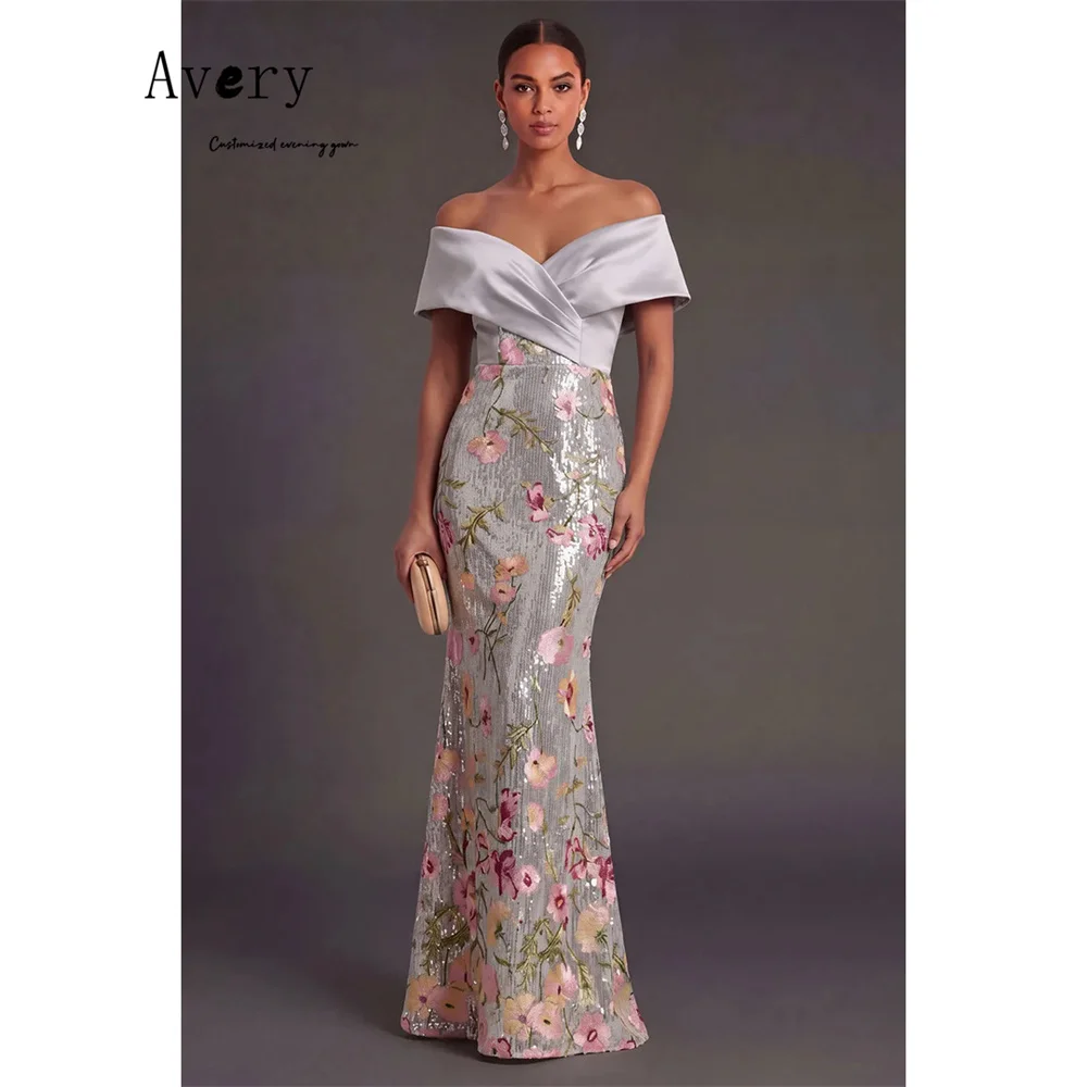 

Avery Custom Off-shoulder Shiny Flower Fishtail Elegant Evening Dresses for Woman Luxury Women's Elegant Party Dress Luxurious