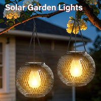 Iron Solar Lights Outdoor Led Solar Hanging Lanterns Decorative Lamp Waterproof Dusk to Dawn Automatic for Garden Porch Balcony
