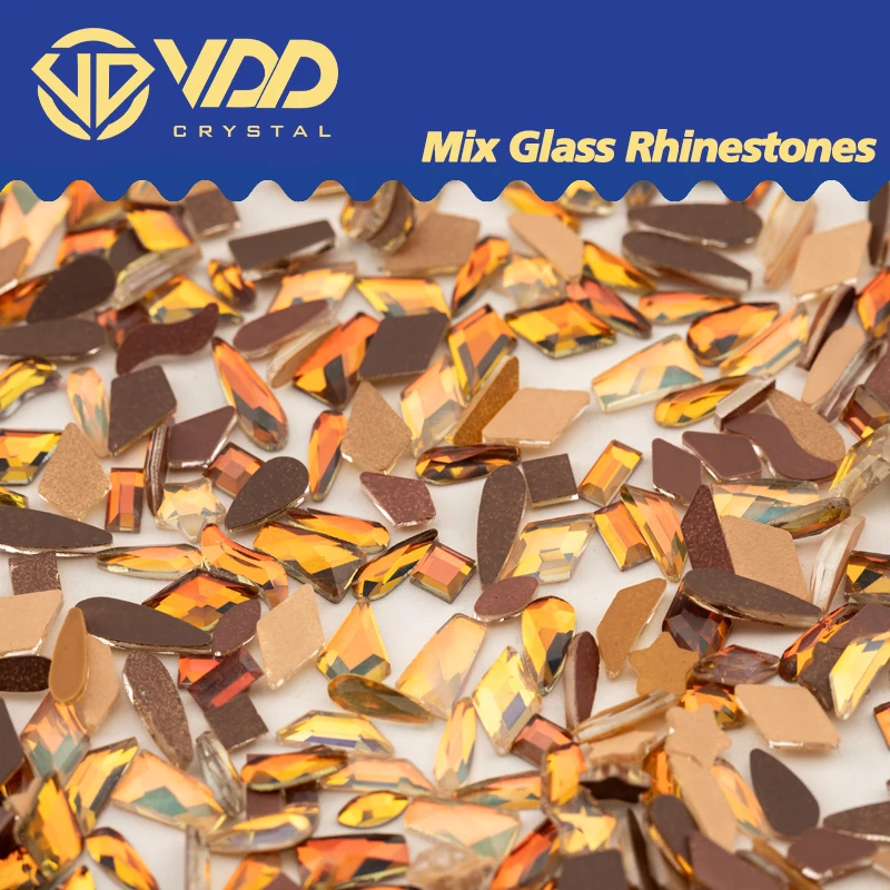 VDD 100/500 Stück Neue Farbe Sommer Tan Gemischte Formen Glas Kristall Strass Flachrückige Glitzersteine für Nagelkunst DIY Dekoration – Detail 3