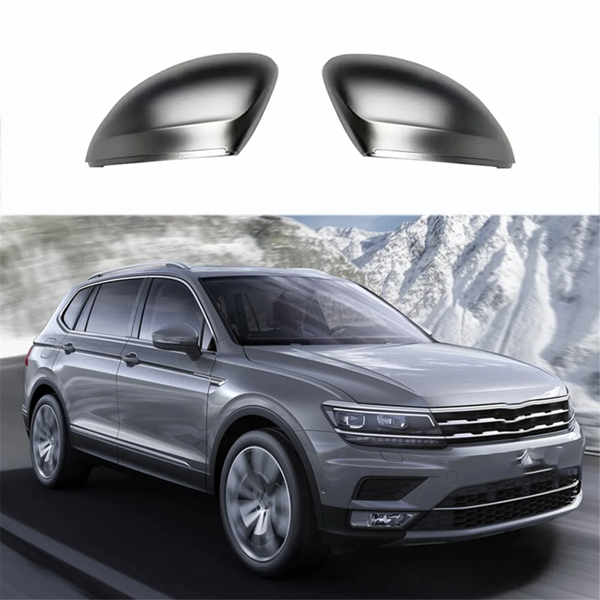 1Pair Car Silver Rear View Mirror Cover for 2017-2020 VW Tiguan Allspace MK2 Rearview Mirror Housing Modified Pieces