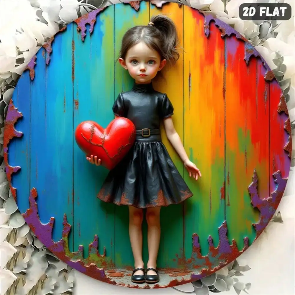 CIFBUY – sculpture murale en métal en forme de cœur, décoration 3D en fer, aluminium arc-en-ciel, suspendue, ronde, moderne, pour la maison, le salon, la chambre à coucher