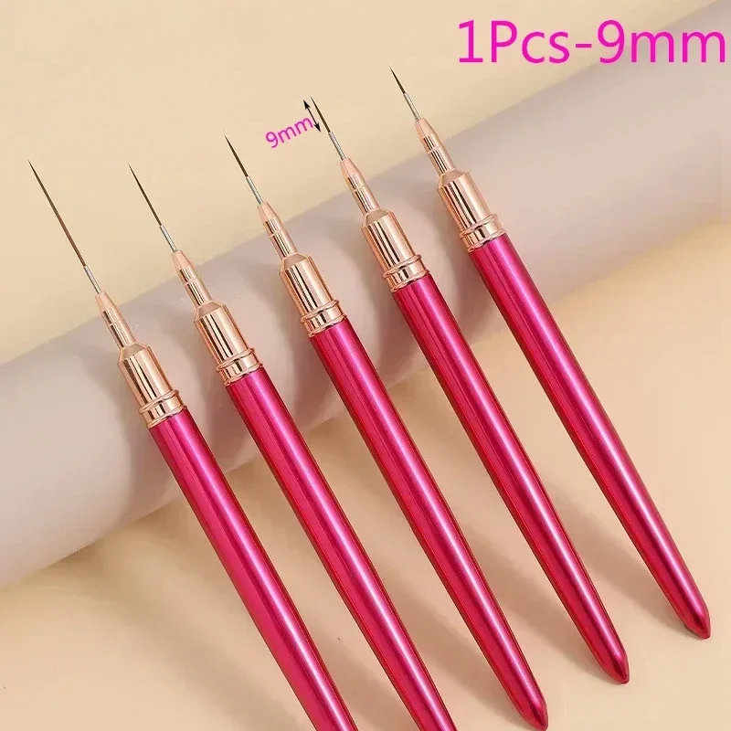 1 Pc Nagellakborstel Set Handvat Nagels Kunst Penselen Tekenen Lijnen Streep Schilderen Bloempennen Manicure Tools 7/9/11/15/25Mm