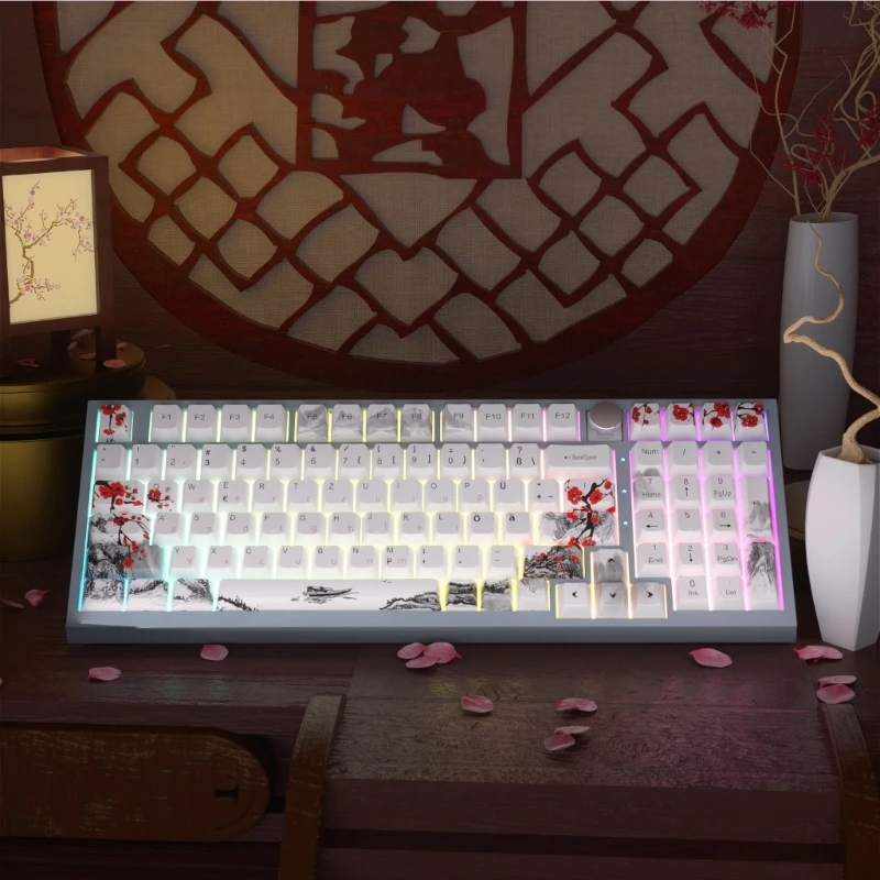 OEM-клавиатура Plum Blossom, 128-клавишная, толстая пластиковая, 5-сторонняя, сублимационная, набор клавишных колпачков