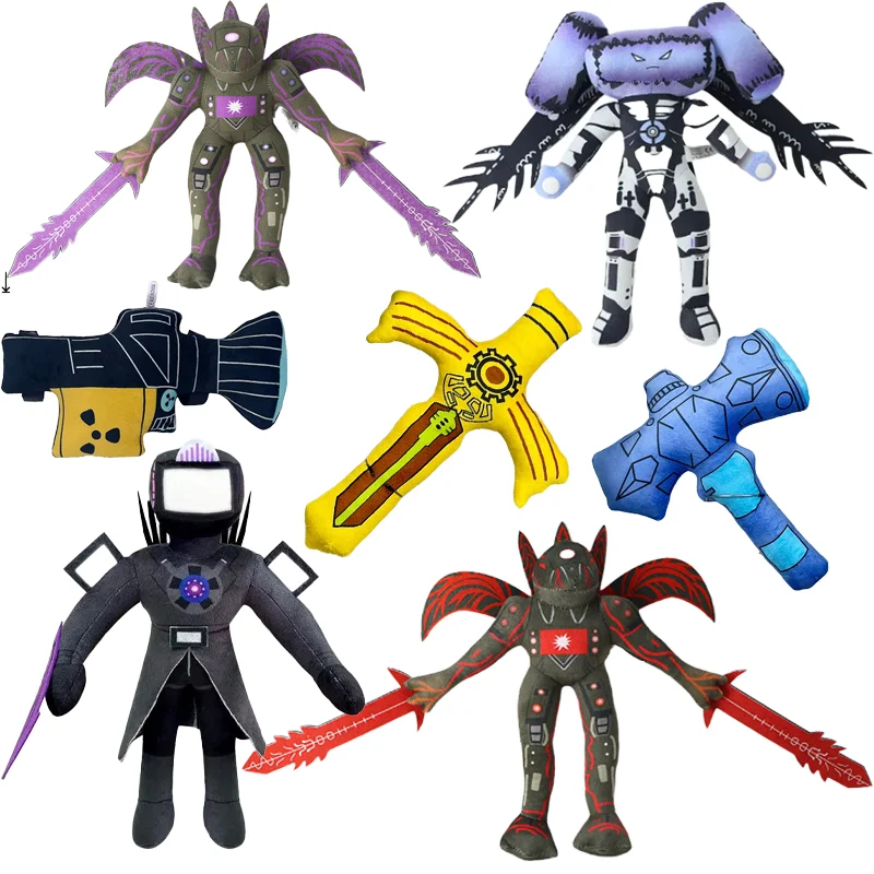 2024 New Skibidi Toilet Plush Toy UpgradeTitanTV Toy Titan computer man red purple three body Titan weapon Plush Gift