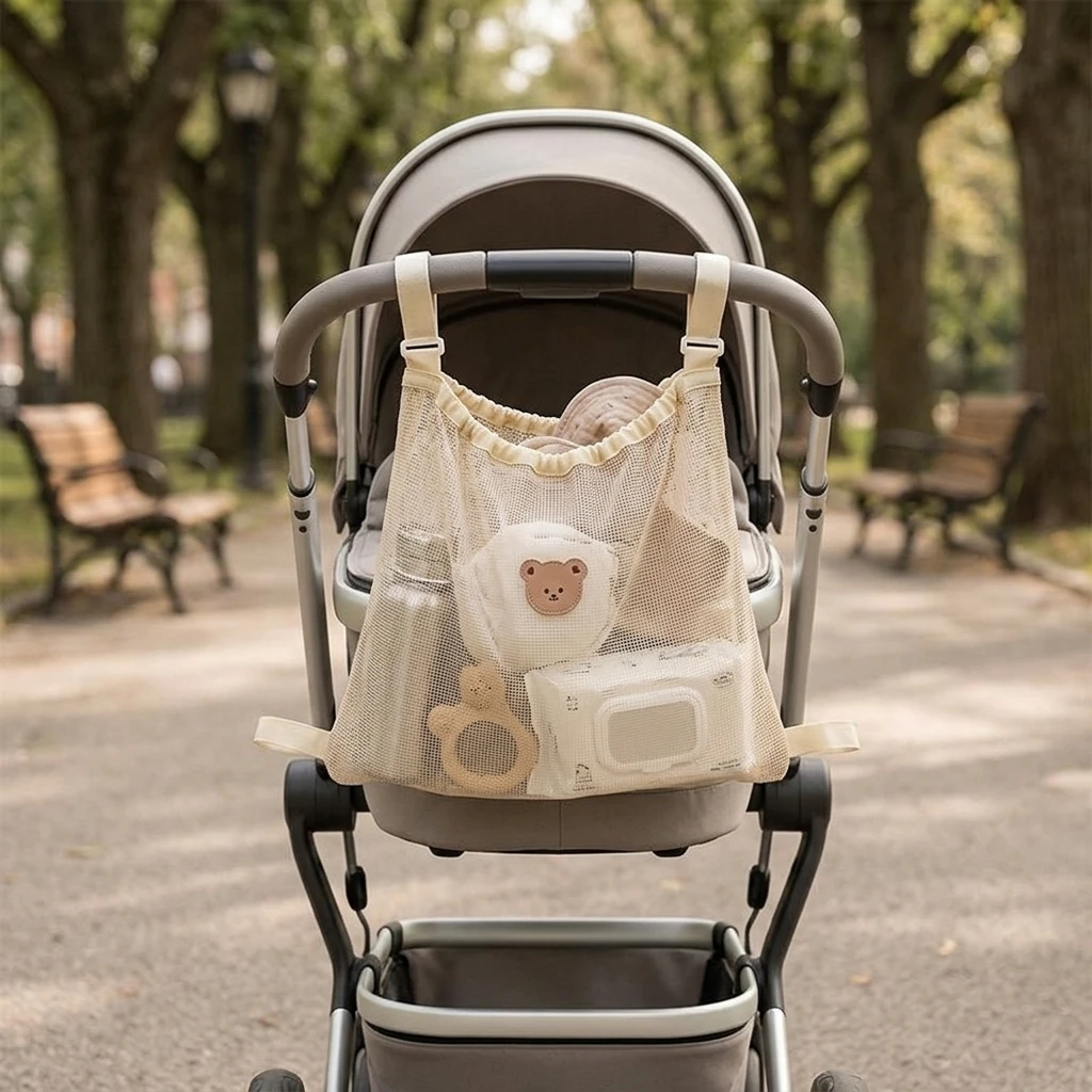 Stroller Storage Bag Large Capacity Waterproof Organizer with Multiple Compartments and Universal Hooks Essentials for Baby