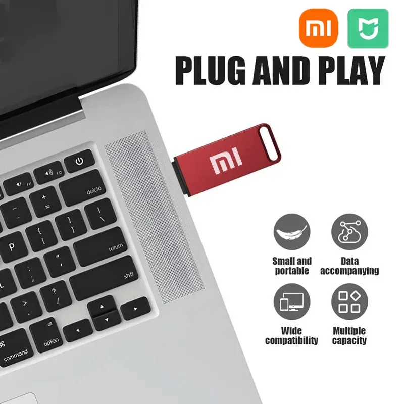 محرك أقراص فلاش Xiaomi الأصلي 4 تيرا بايت USB 3.2 محرك أقراص عالي السرعة 8 تيرا بايت من النوع C ذاكرة USB معدنية مقاومة للماء لأجهزة تخزين الكمبيوتر