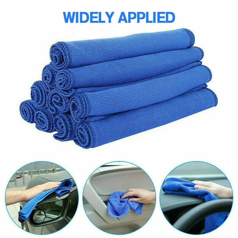 1pc Microfiber Car Cleaning Towel Automobile Motorcycle Washing Glass Household Small Towel Blue Superfine Fiber 25x25cm