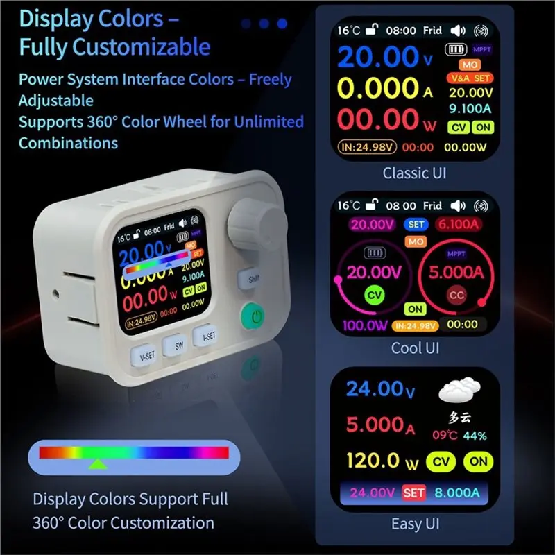 DTA4-XY6509W DC Step-Down Power Supply 65V 9A 585W Digital Step-Down Converter Wifi Bluetooth MPPT IPS Color Screen