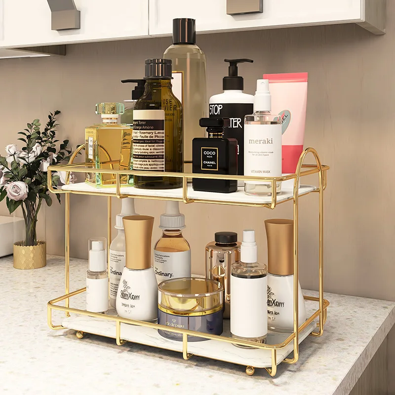 

Large Capacity Bathroom Organizer Shelfs For Skincare Shampoo Makeup Storage Rack Metal Cosmetic Organizer Holder