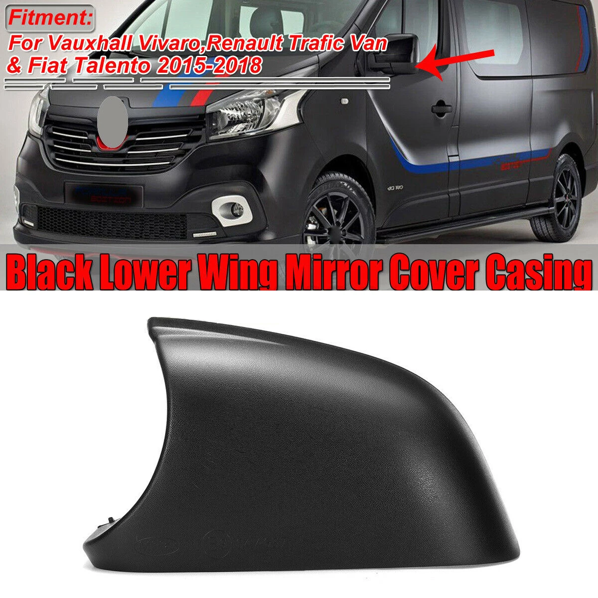 

For Vauxhall Vivaro Renault Trafic 2015-2018 Wing Mirror Bottom Left/Right Side Cover Holder Cap Replacement Accessories Cover