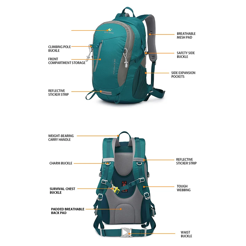 Nylon Waterproof Travel Backpack Quality Large Capacity Climbing Bags Outdoor Hiking Sport School Bag Backpack for Women and Men