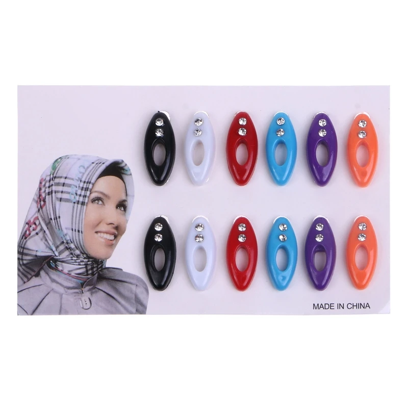 Hijab Pin 12 Pieces Muslim Women Hijab Sari Pins Black White Safety Pins Buckle