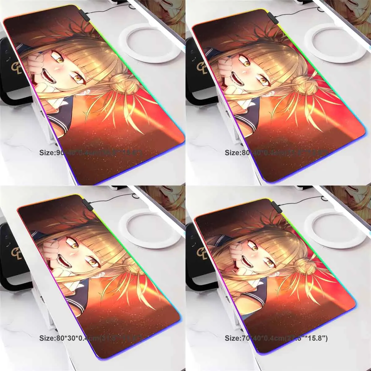 Anime My Hero Academia RGB Large Non-slip Mouse Pad Uraraka Utsushimi LED Backlit Hentai Mouse Pad Table Gaming Mat Keyboard Mat
