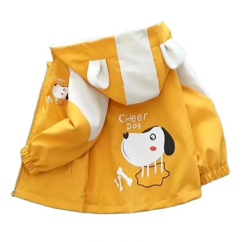 

Kids Boys Girls Autumn Jacket Zipper Hooded Windbreaker Coat Cartoon Dog Outerwear New Outdoors Sports Casual Clothing 1-6 Years