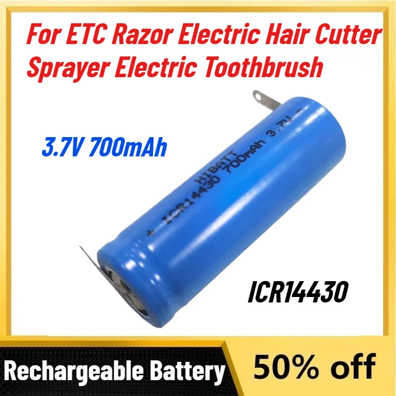 

High-Quality ICR14430 3.7V 700mAh Rechargeable Lithium Battery for ETC Razor Electric Hair Cutter Sprayer Electric Toothbrush