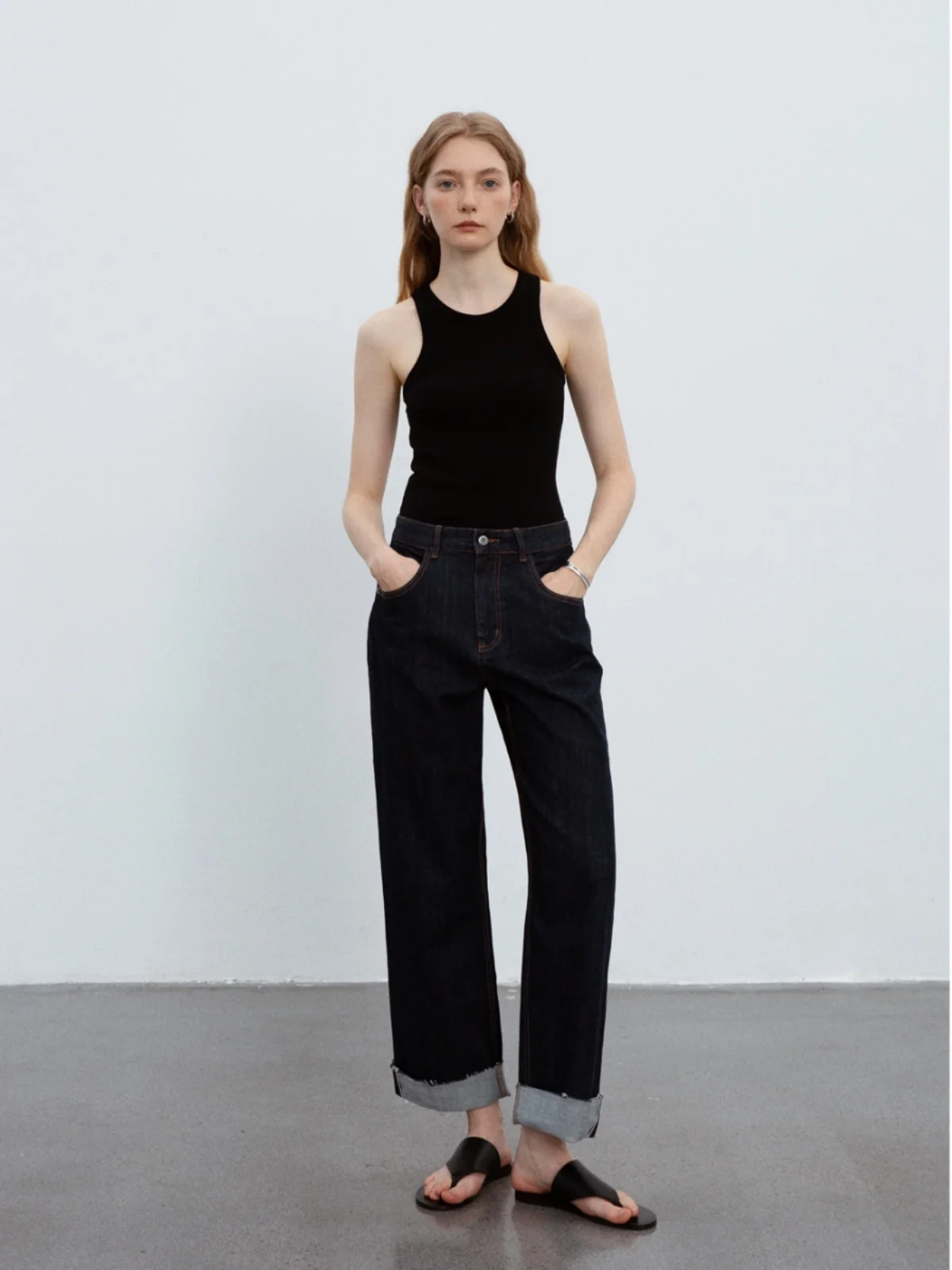 

Свободные прямые джинсы Countonme Red Ear Crop из денима, женские летние брюки с высокой талией, длинные штаны