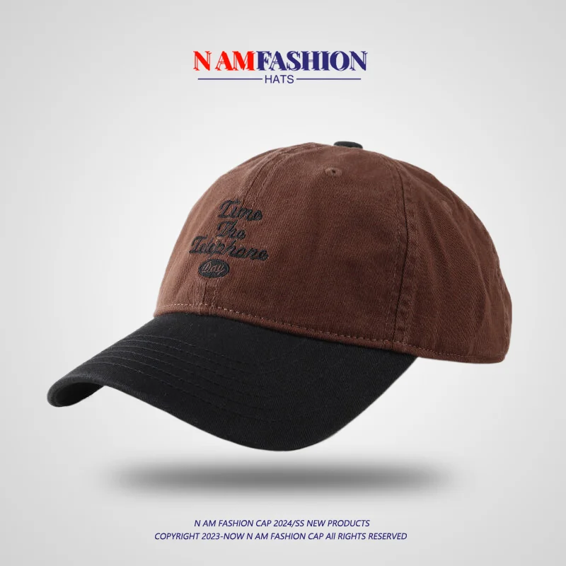 Patchwork Assorted Colors Retro Baseball Cap Men's Washed Soft Peaked Cap Women's Casual Face-Looking Trendy