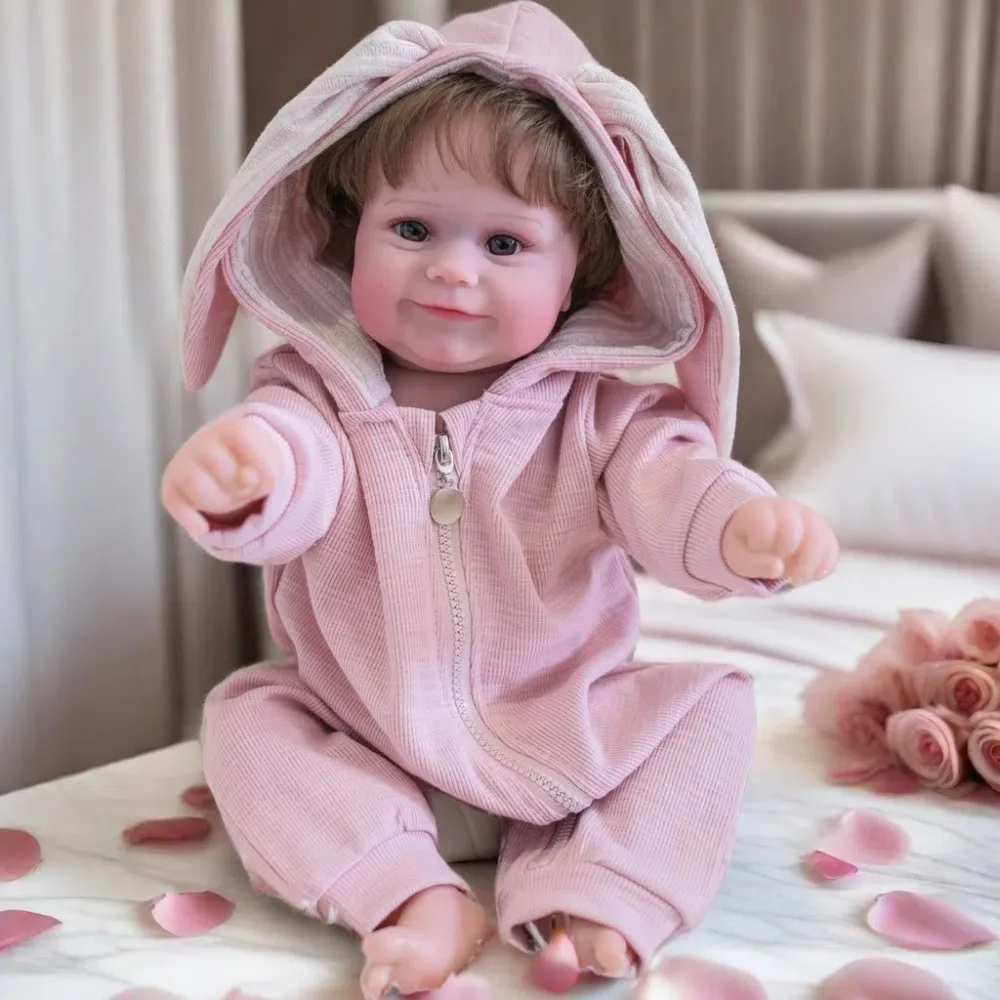 18 Inch Full Body Soft Silicone Vinyl Maddie  Girl Reborn Baby Doll Handmade 3D Painted Newborn Baby Doll Birthday Gifts