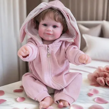 18 inch full body soft silicone vinyl reborn girl reborn doll handmade 3D painted newborn baby doll birthday gifts