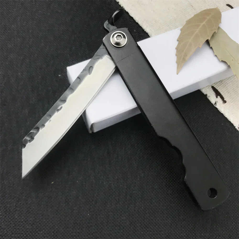 Folding Mini Pocket Knife With PU Sheath Tanto Blade Aluminum Alloy Handles Tactical Outdoor Hunting Self-defense Tool Knives