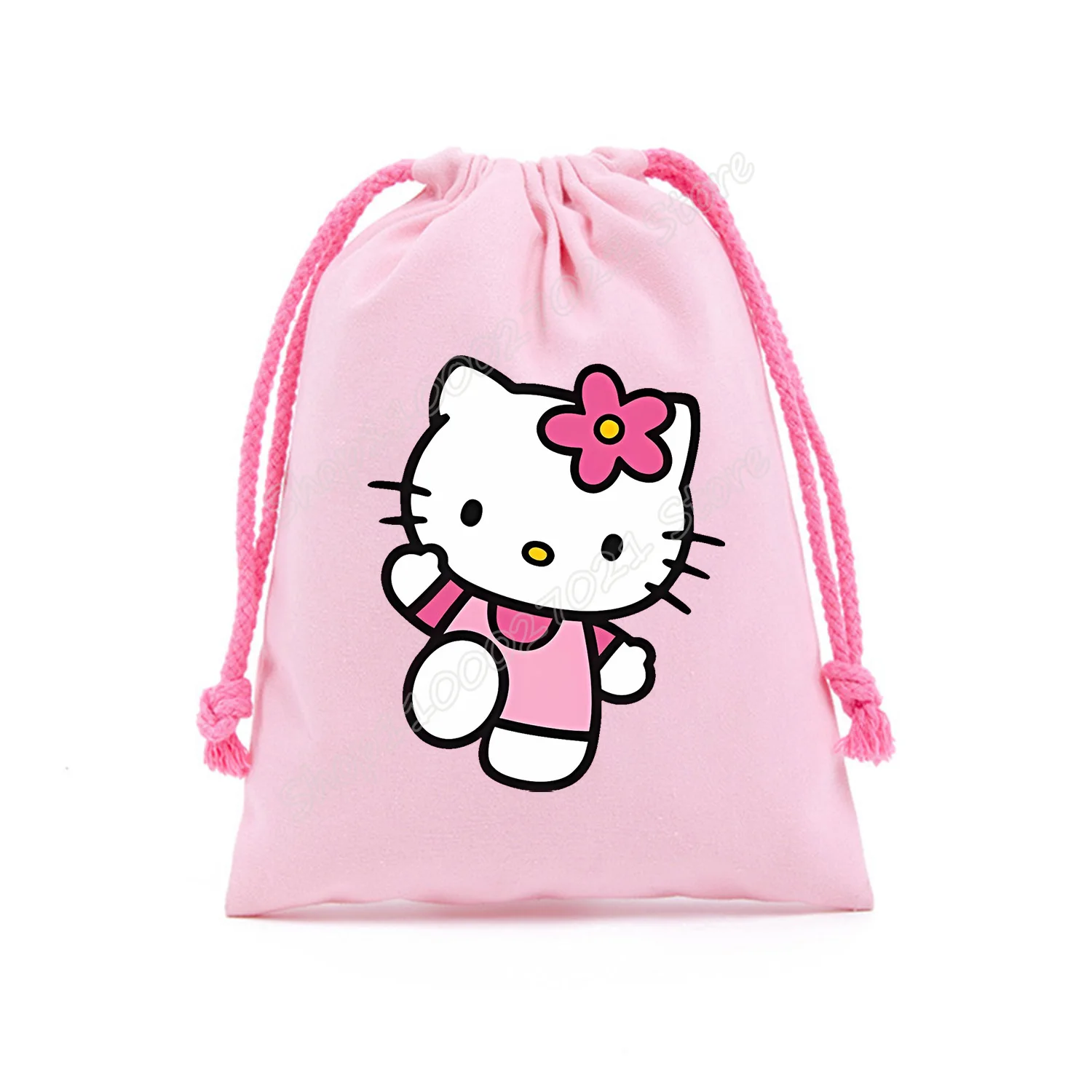 Hello Kitty Drawstring Bag Cute Cartoon Gift Bag Drawstring Pouch Anime Kids Pink Party Bag Storage Bags New Large Capacity Bags