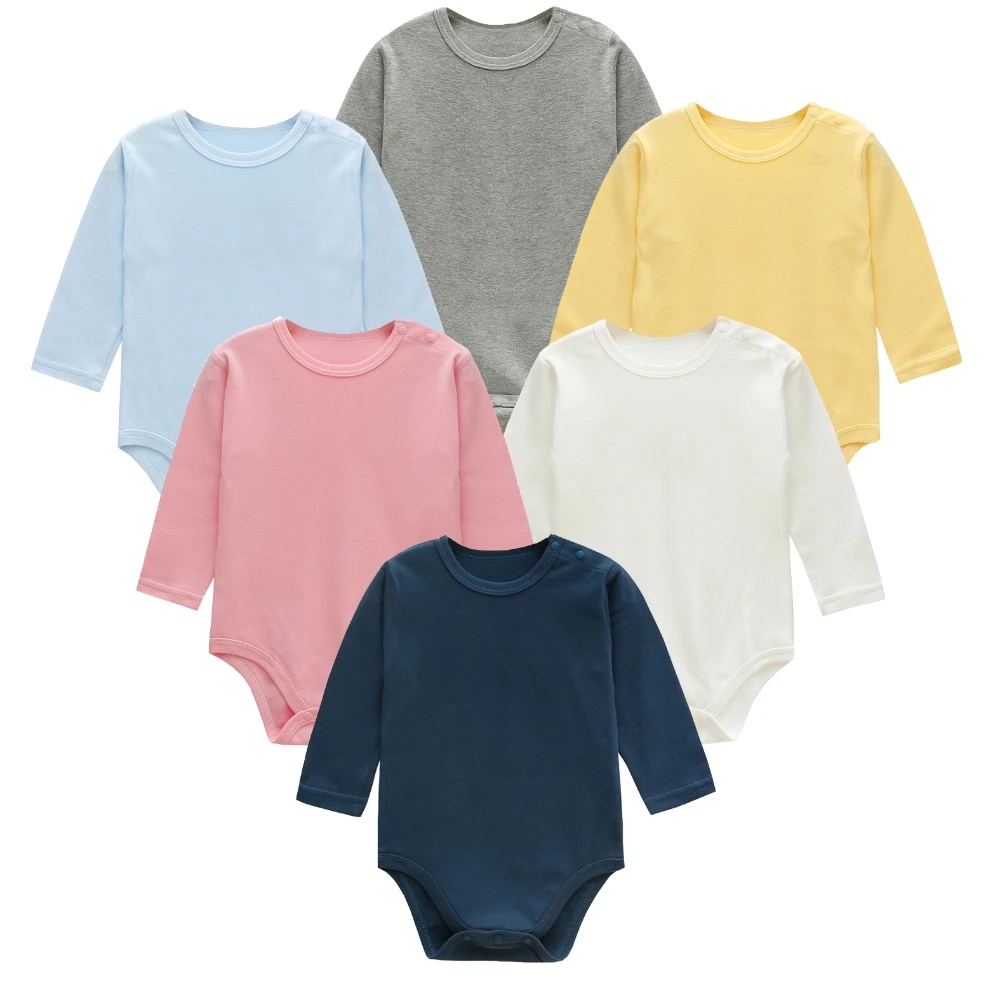 3PCS/Lot Baby Boys Girls Bodysuits Solid Cotton Long Sleeves Kids Rompers Clothes 3-24 Month Newborn Body Bebe Jumpsuit Clothing